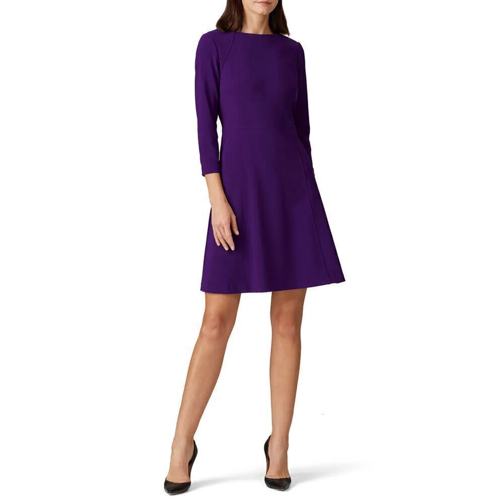 Lauren Ralph Lauren Purple 3/4 Sleeve A-Line Dress • Classic • Size 10 ⬇️